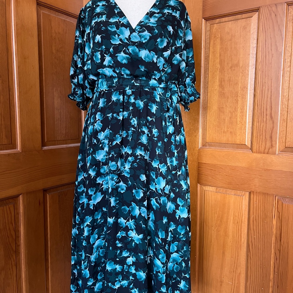 Lane Bryant Blue and Black Midi Dress